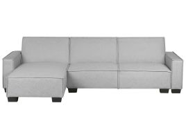 Right Hand Fabric Corner Sofa Bed Light Grey ROMEDAL