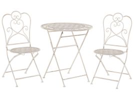 Metal Garden Bistro Set Beige TRIESTE