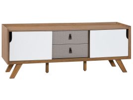 TV Stand Light Wood with White ACTON