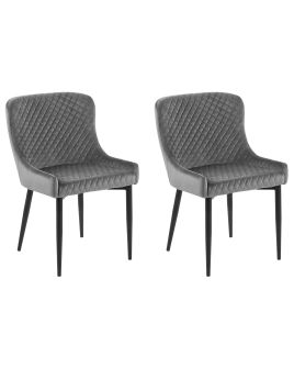 Set of 2 Velvet Dining Chairs Grey SOLANO