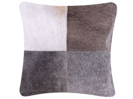 Leather Cushion Patchwork Pattern 45x45cm Grey