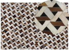 Cowhide Area Rug Brown and Grey 160x230cm