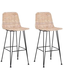 Set of 2 Rattan Bar Chairs Natural CASSITA