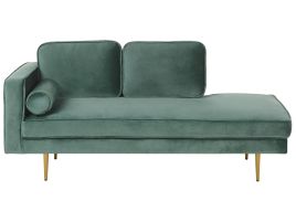 Left Hand Velvet Chaise Lounge Mint Green MIRAMAS