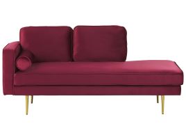 Left Hand Velvet Chaise Lounge Dark Red MIRAMAS