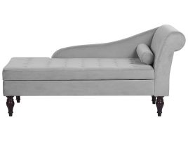 Velvet Chaise Lounge with Storage Light Grey PESSAC II