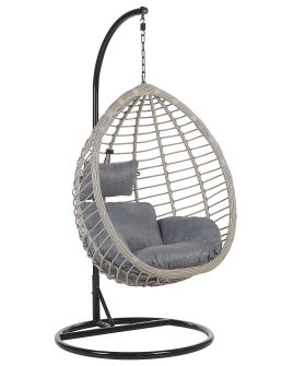 PE Rattan Hanging Chair with Stand Grey TOLLO