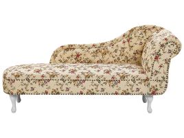 Right Hand Chaise Lounge Flower Print Beige NIMES