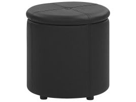 Faux Leather Storage Pouffe Black MARYLAND