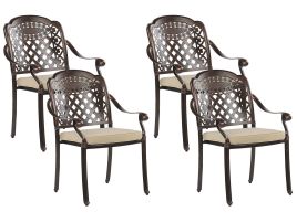Set of 4 Garden Chairs Brown MANFRIA