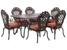 6 Seater Metal Garden Dining Set Brown LIZZANO