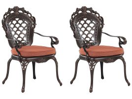 Set of 2 Garden Chairs Brown LIZZANO