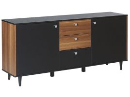 3 Drawer Sideboard Black with Dark Wood KURO