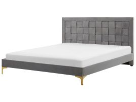 Velvet EU Super King Size Bed Grey LIMOUX