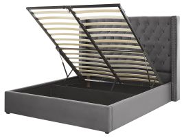 Velvet EU King Size Ottoman Bed Grey LUBBON