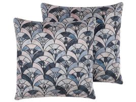 Set of 2 Cushions Geometric Pattern 45x45cm Multicolour