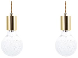 Set of 2 Glass Pendant Lamps Gold ANZA