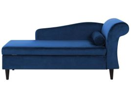 Right Hand Velvet Chaise Lounge Navy Blue LUIRO