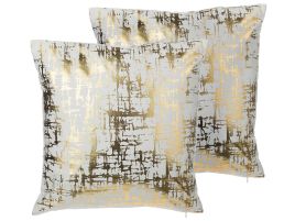 Set of 2 Cotton Cushions Crackle Pattern 45x45cm Gold