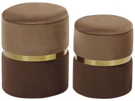 Set of 2 Storage Pouffes Brown WICHITA