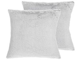 Set of 2 Faux Fur Cushions 45x45cm Light Grey