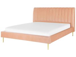 Velvet EU Super King Size Bed Peach MARVILLE