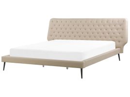 Faux Leather EU Super King Size Bed Beige ESSONNE