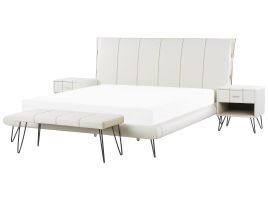 4 Piece Bedroom Set Faux Leather EU Super King Size White BETIN