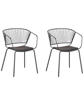 Set of 2 Metal Dining Chairs Black RIGBY