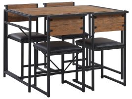 4 Seater Dining Set Dark Wood with Black BURTON