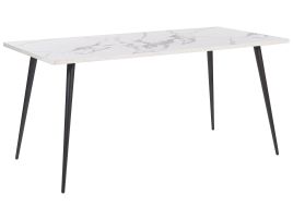 Dining Table 160 x 80 cm White Marble Effect with Black SANTIAGO