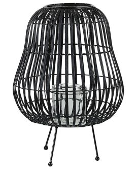 Wooden Candle Lantern 44 cm Black BERKNER