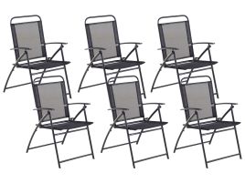 Set of 6 Garden Folding Chairs Black LIVO