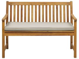 Acacia Wood Garden Bench 120 cm with Taupe Cushion VIVARA