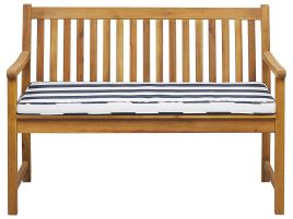 Acacia Wood Garden Bench 120 cm with Blue Cushion VIVARA