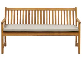 Acacia Wood Garden Bench 160 cm with Taupe Cushion VIVARA