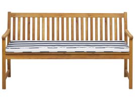 Acacia Wood Garden Bench 160 cm with Blue Stripes Cushion VIVARA