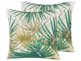 Set of 2 Outdoor Cushion Palm Leaf Motif 45 x 45 cm Multicolour GAIANA