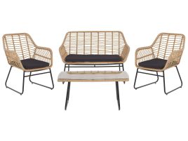 4 Seater PE Rattan Garden Sofa Set Natural MINORI