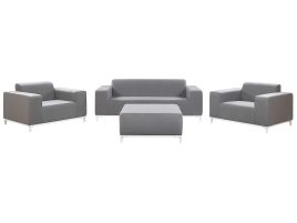 5 Seater Garden Sofa Set Grey with White ROVIGO
