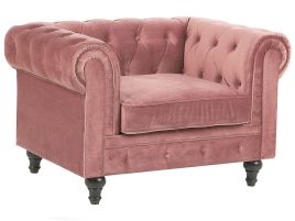 Velvet Armchair Pink CHESTERFIELD