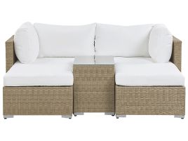 2 Seater PE Rattan Modular Garden Lounge Set Brown NOTO