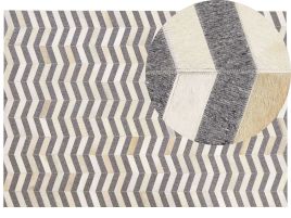 Cowhide Area Rug 160x230cm Grey and Beige