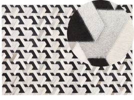 Cowhide Area Rug 160x230cm Black and Grey