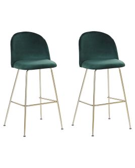 Set of 2 Velvet Bar Chairs Green ARCOLA