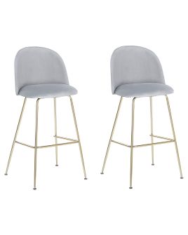 Set of 2 Velvet Bar Chairs Grey ARCOLA