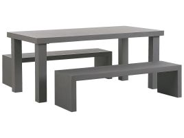 4 Seater Concrete Garden Dining Set U Shaped Benches Grey TARANTO