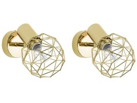 Set of 2 Metal Spotlight Lamps Gold CHENAB
