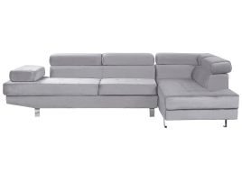 Left Hand Corner Velvet Sofa Grey NORREA