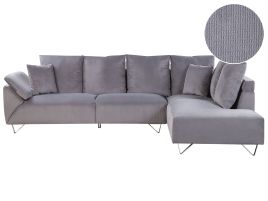 Left Hand Corduroy Corner Sofa Grey LUNNER
